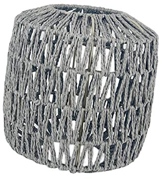 Baoblaze Pendelleuchtenschirm Retro-Stil Leuchte Rattan Lampenschirm für Aufenthaltsraum Schlafzimmer Hotel Dekoration, Quadratisch rund Grau