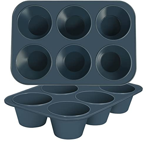 webake Muffinform Silikon Groß Muffin Backform 2 Stück Muffinförmchen Cupcake Förmchen für Cupcakes, Kuchen, Pudding, 27,8 x 19 x 5 cm