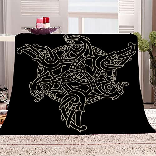 Kuscheldecke Baby 70x100 cm Wikinger Flanell Decke Extra Weich Flauschige Wohndecke Keltischer Drache mit Muster Blanket Fleecedecke Waschbar Microfaser Sofadecke für Jungen Mädchen