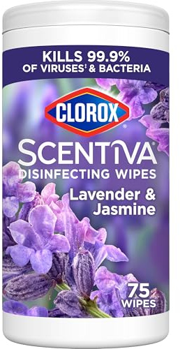 Clorox Scentiva Disinfecting Wipes, Lavender and Jasmine, Antibacterial, 75 Count