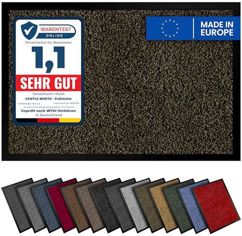 Gentle North Hochwertige Fußmatte Dunkelbraun 70x120cm groß für Innen & Außen - Schmutzfangmatte rutschfest, waschbar & wetterfest - Fussmatte für Eingangsbereich & Aussenbereich - Läufer Flur dünn