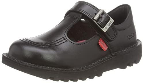 Kickers Girl's Kick T Vel School Uniform Shoe | Smart Everyday School Look | Everyday Comfort Fit, Cushioned for All-Day Wear, Black, 10 UK Child