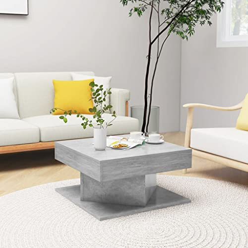 WIFESE Table Basse Gris Béton 57x57x30 cm Aggloméré Table à Thé Style Elégante Table de Salon Table Centrale Table Café Bureau Placer Boissons Vases Bols à Fruits Ornements