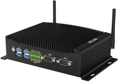 HISTTON Fanless Industrial Mini PC Core i7-10810U, 16GB RAM 128GB M.2 SSD | 2 RS232/485 COM, Dual HD+DP 4K Triple Display, 2 LAN, 6 USB, GPIO, Wifi5, BT 4.2, Mini PC Win 11 Pro, support Linux/Ubuntu