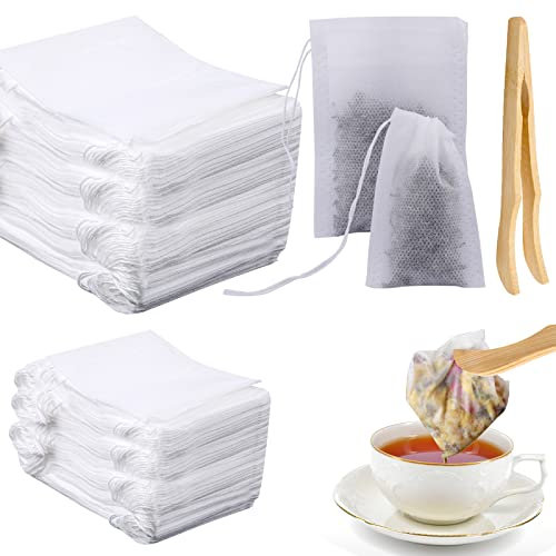 Svalor 400 bustine di tè vuote, usa e getta, filtro da tè, con coulisse, con clip da tè, bustine da tè per tè sfuso, caffè, spezie, polvere di erbe aromatiche (5 x 7 cm, 7 x 9 cm)