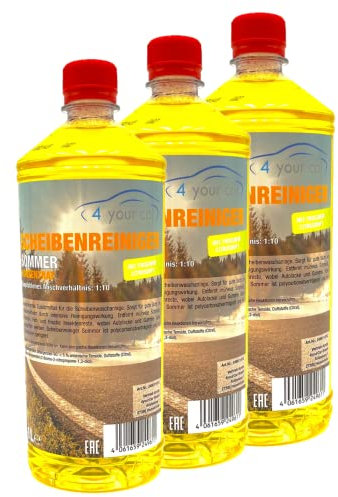4yourcar Scheibenreiniger Konzentrat Sommer mit Frischem Citrusduft 3x1 L Empfohlenes Mischverhältnis 1:10