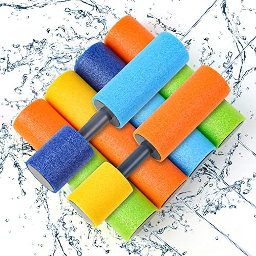 DERAYEE 6pcs Pistolet à Eau Enfant,Blaster à Eau Etirée en Mousse, Longue Distance Blaster Shooter Pompe Jouets d'été Pistolet à Eau Colorée