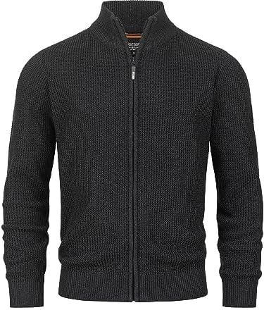 Indicode Herren INLayton Strickjacke mit Stehkragen und Reißverschluss | Cardigan Feinstrickjacke für Männer Raven, L