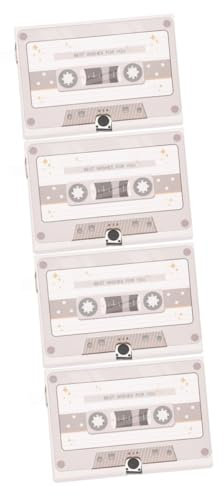 UKCOCO 4 Stück Tonbandaufnahme-grußkarte Grußkarte Mit Sprachnachricht Grußkartenrekorder Abschlussfeier Karten Audio-grußkarte Anerkennung Karton Plus Chip Kassette Glückwunschkarte Weiß