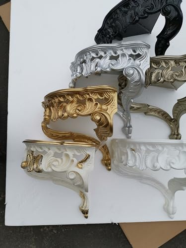 Generisch Eckregal Hängeregal, Barockstil Eckregal Ornamente Wandregal Antikstill Vintage Landhausstil Regal für Schlafzimmer Wohnzimmer (Weiß)