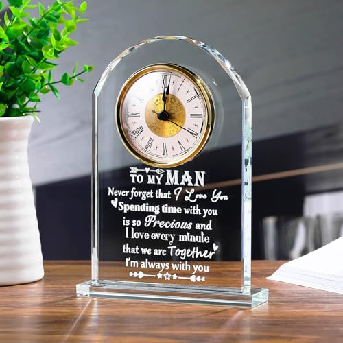 Movdyka Kristall-Schreibtischuhr, Geschenke für Ehemann und Ehefrau, „Ich Liebe Dich“, personalisierte Ornamente, Geschenke zum Hochzeitstag, Geschenke für Männer, Geburtstag, Valentinstag, Andenken