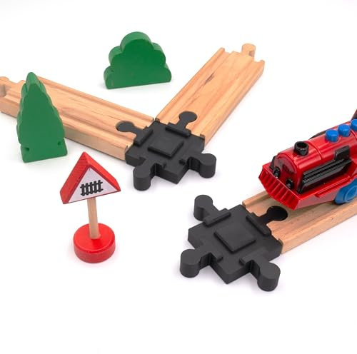 Luminick 4-Fach Kreuzung, 2er-Set Schienenkreuzung, Holzeisenbahn, kompatibel mit Brio, Eichhorn, IKEA Lillabo, Haba UVM., Schienenverbinder