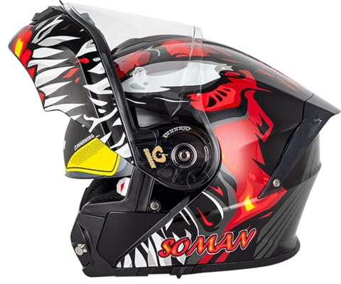 Klapphelm Motorradhelm Motorrad Helm mit Anti-Fog-Doppelvisier Motocross Integralhelm ECE/DOT Zertifiziert Rollerhelm Vollvisierhelm Racing Sturzhelm für Erwachsene Männer und Frauen 9,4XL