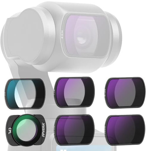 Gruiqrd ND CPL UV Filter Set kompatibel mit DJI OSMO Pocket 3, mehrfach beschichtete HD Kameraobjektive aus optischem Glas, 6er Pack magnetische Aluminiumrahmen Fotofilter (UV CPL ND8 ND16 ND32 ND64)