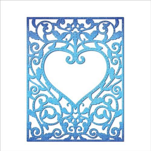 XMZZMX Metall-Stanzschablonen in Herzform für Kartenherstellung, Papierprägung, Vorlagen, Aufbewahrungstaschen, Zubehör, Fotorahmen, Album, DIY, Scrapbooking, Schablonen-Sets