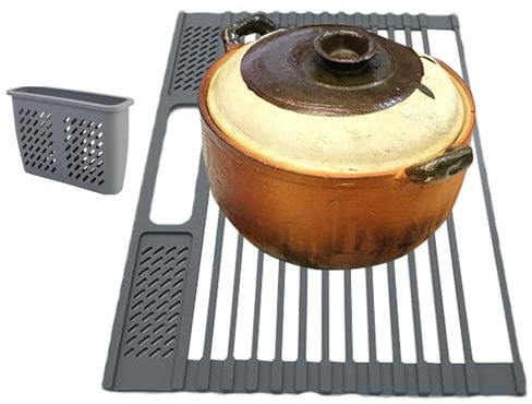 Escurreplatos enrollable para colocar encima del fregadero, escurreplatos plegable para fregadero de cocina, 41 x 30 cm
