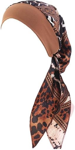 YSTrillion Kopftuch Turban Damen Sommer Bedruckte Schal Turban Kopftücher Headwear Elastische Kopfbedeckung Chemo Damen für Chemo Haarausfall-Braun