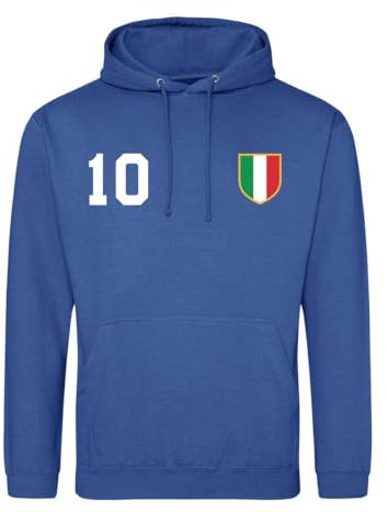 NIMAMA Italien Herren Hoodie Italia Trikot Pullover Personalisiert mit Wunschname & Nummer - Royalblau XXL