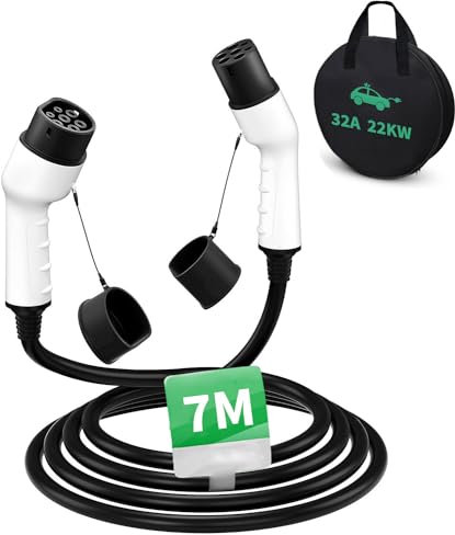 Typ 2 Ladekabel EV Ladegerät 7m 32A 22kW 380V 3 Phase EV Charger mit IP54, IEC-62196-2 geeignet für Allen Typ-2-Modellen Kompatibel Elektroautos (7m)