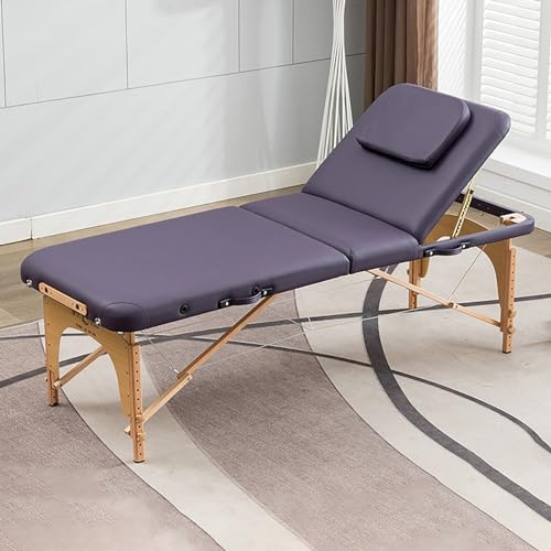 Hoixin Massageliege Massagetisch Massagebett tragbar Massageliege klappbar Breit Höhenverstellbar mit Kopfstütze und Tragetasche Mobile Therapieliege Mobile Massageliege(Lila)