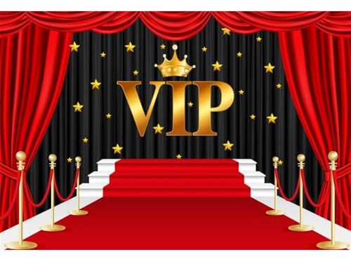 Ttincceer VIP Roter Teppich Hintergrund für Foto Roter Vorhang Gold Krone Stern Mädchen Geburtstag Fotografie Hintergrund Film Nacht Auszeichnungen Hollywood Stars Party Shot Hintergründe 3x2.5m