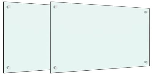 vidaXL Küchenrückwände 2 STK. Weiß 70x50 cm Hartglas, Rückwand, Rückwand für Küche, Rückwand aus Glas, Rückwände, Spritzschutz, küchenrückwand fliese