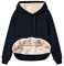 Pyjama Plaide Veste pour Femme Couleur Rose Pale Femmes épais Polaire à Capuche Sweat Polaire doublé Hiver Velours Chaud à Capuche col en V à Manches Pyjama Plaide Veste pour Femme Couleur (Navy, M)