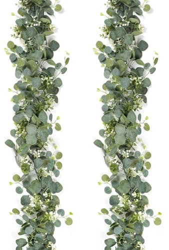 2 Piezas Plantas Artificiales Colgantes, Plantas Artificiales Decorativas, Guirnaldas Artificiales de Eucalipto, Plantas Artificiales Exterior para Fondo de Boda Arco de Decoración de Pared