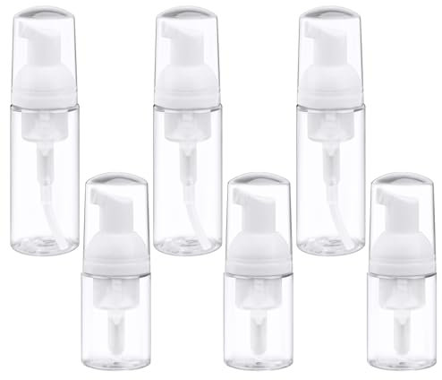 Bekecidi 6 Pcs Empty Foam Pump Bottle, 30ML/60ML Travel Foam Soap Dispenser, Plastic Push-type Transparent Foaming Soap Dispenser, Small Foam Dispenser Bottle for Cleanser Soap Shampoo