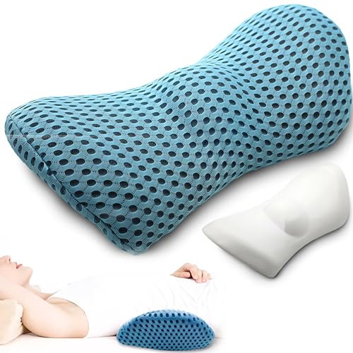 Retoo Coussin lombaire orthopédique en mousse à mémoire de forme - 23 x 13 x 46 cm - Avec matériau respirant - Universel - Pour lit, chaise, voiture - Soulagement de la douleur dans le bas du dos