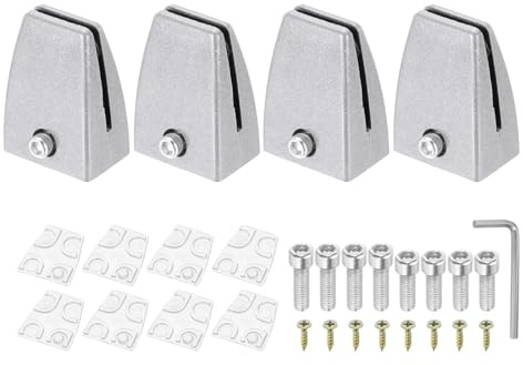 PATIKIL 43x32x60mm Schreibtisch-Trennwandstützklemme, 4 Stück Trennwand Halterung für Büro- und Heimschreibtisch, Silber