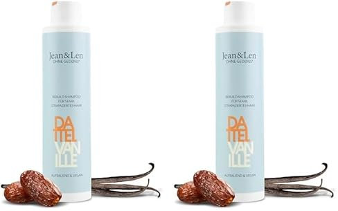 Jean & Len Rebuild Shampoo Dattel & Vanille, für stark strapaziertes Haar, lässt die Haare kräftiger und glanzvoller aussehen, mit Vanille-Duft, Shampoo ohne Silikone & Parabene, vegan, 300 ml