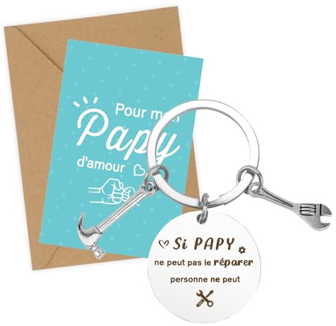 Cadeau Papy Cadeau Noel Fête Des Grands-Pères Fete Des Peres Porte-Clés Papi Homme Original Idée Cadeaux Grand Pere Porte Clefs Carte Cadeaux Retraite Anniversaire Remerciement