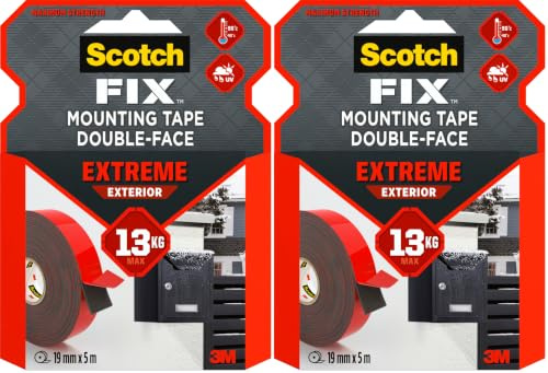 Scotch-Fix Extreme Außenmontageband PT1100-1950-P, 19 mm x 5 m, 1 Rolle/Packung (Verpackung kann abweichen) (Packung mit 2)