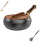 Japanese Hand-Forged Non-Stick Iron Pan Without Coating with Wooden Cover for Cooking and Induction Cooker (24cm)