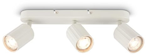 BRILONER - Deckenlampe mit Riffeln, schwenkbar, GU10, max. 9 W, Deckenleuchte, Lampe, Wohnzimmerlampe, Schlafzimmerlampe, Küchenlampe, Deckenstrahler, Deckenbeleuchtung, 32,5 cm, Altweiß