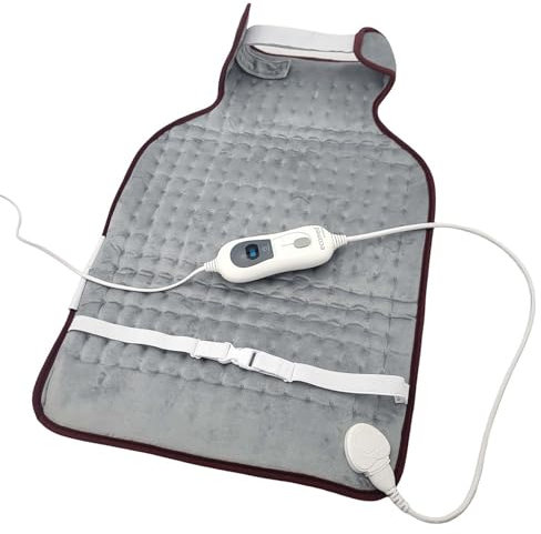 BURI HP-54E Nacken- und Rückenheizkissen, Wärmekissen mit 3 Temperaturstufen, Überhitzungsschutz, Abschaltautomatik, waschbar, für Rücken, Nacken und Schulter