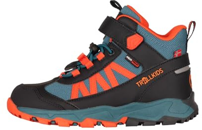 Trollkids Kids Tronfjell Hiker Mid | wasserdichter Outdoor-Schuh mit hohem Schaft, Schnellverschluss, Reflektor und verstärkter Zehenpartie.