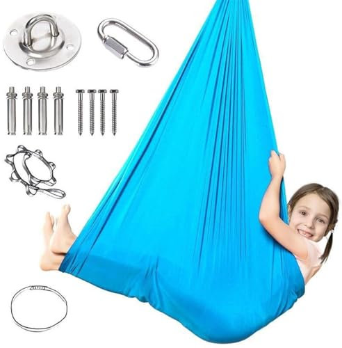 Sensorisches Tragetuch - GanzköRperwickel Kinder HäNgematte Anti-Gravity-üBungen Geeignet, um Kinder und Erwachsene lebendiger und fröhlicher zu Machen. 2.00621,Blue