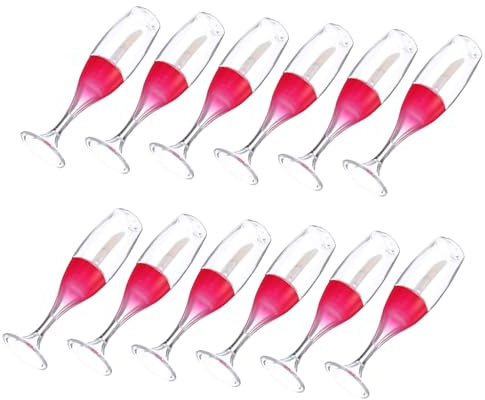 SMASOLO 12 pièces Contenants à Gloss Forme de Verre à Vin Rouge Réutilisables et Rechargeables pour Cosmétiques Portables