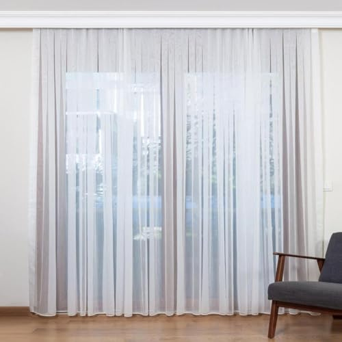 Transparente Voile Gardine – Lichtdurchlässiger Vorhang – Modernes Design – Verschiedene Größen (500x180)