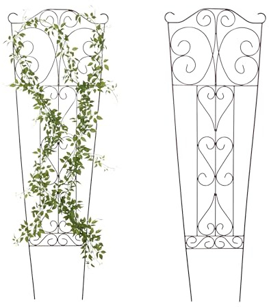 Relaxdays Rankgitter, 2er Set, HxB: 115 x 38 cm, Metall, Rankhilfe für Kletterpflanzen, Garten, Rosenrankhilfe, braun