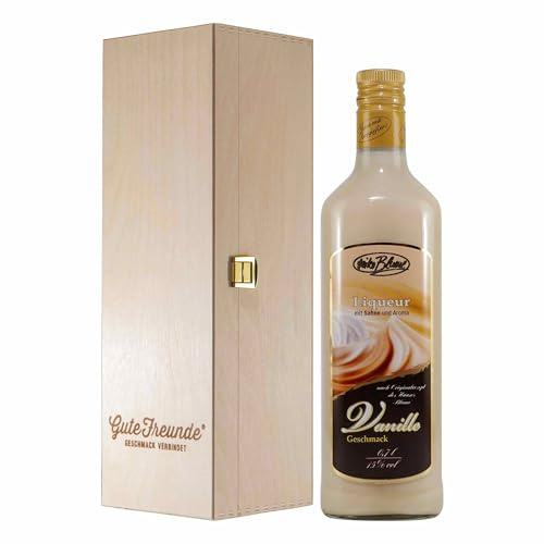 Blume Vanille Liqueur mit Geschenk-Holzkiste