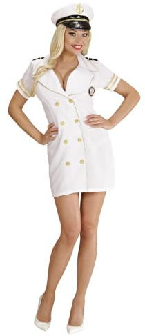 W WIDMANN MILANO Party Fashion - Marine Kostüm Damen, 2-teiliges Set | Kleid mit Hut im Marine- und Kapitän Look, Uniform für Karneval, Mottoparty