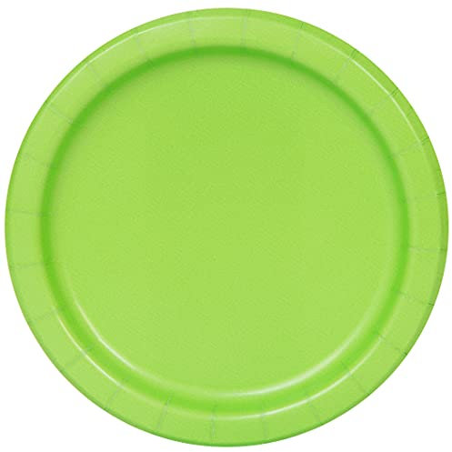 Unique Party- Assiettes en Carton Écologiques-18 cm-Couleur Vert Citron-Paquet de 20, 31424EU, Lime Green