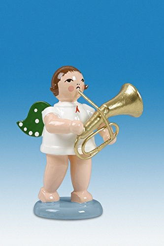Rudolphs Schatzkiste Holzfigur Engel mit Tenorhorn und Krone Höhe 6cm NEU Holzengel Instrument Seiffen Erzgebirge Figur Dekoration Holzfiguren Weihnachten Fensterschmuck Spielzeug Deko