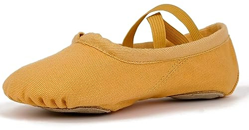 Classic Canvas Ballet Dance Shoes Ballet Slippers for Girls Kids Women (Camel, 28EU)(Size: 10 UK Child)