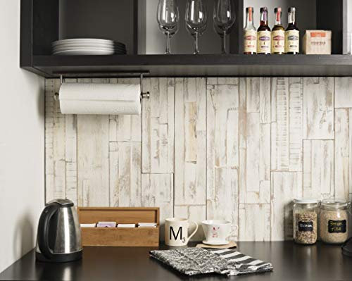 mywoodwall 3D Wandverkleidung Holz Weiß Selbstklebend Brushed Coral Moderne Wandpaneele Vintage Umweltfreundlich