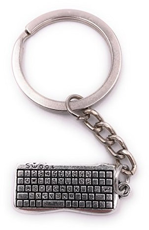 H-Customs Tastatur Computer PC Schlüsselanhänger Anhänger Silber aus Metall