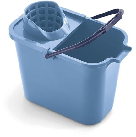 Mery | Cubo Rectangular con Escurridor | Cubo para Fregona | Polipropileno | 12L | Azul | Medidas: 23x37x29 cm